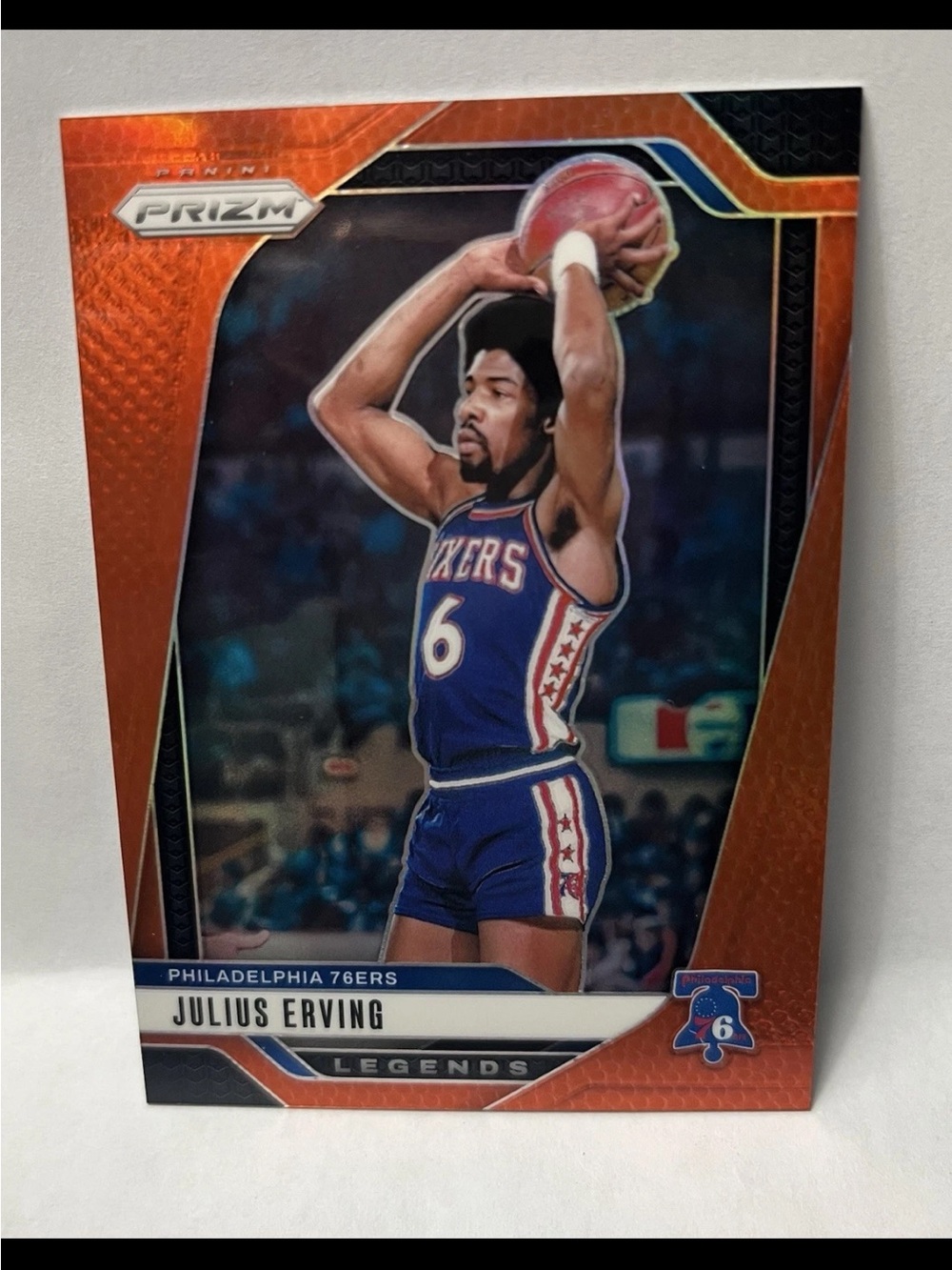 Panini Prizm Legends Julius Erving Dr. J #292 (Orange Ice) #001/225 Bookend